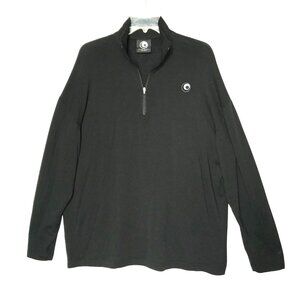 Glowing Sky Mens XXL Black Merino Wool Half-Zip Sweater Lightweight Base Layer